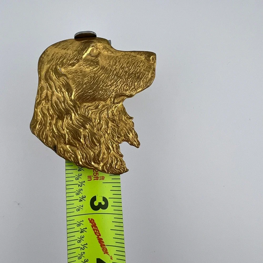 Vintage‎ Gold Tone Cocker Spaniel Dog Head Brooch Pin 2 3/8